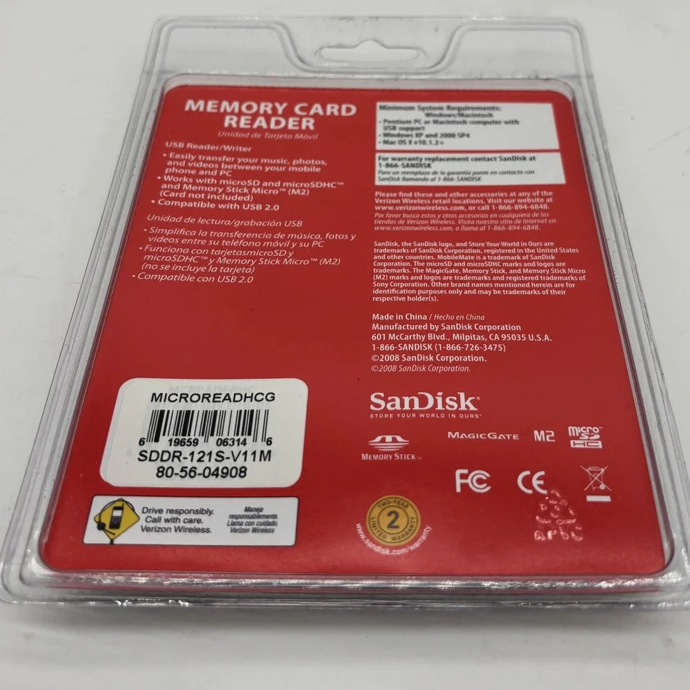 SanDisk MobileMate Micro Memory Card Reader Verizon SDDR-121S-V11M Mobile Phone